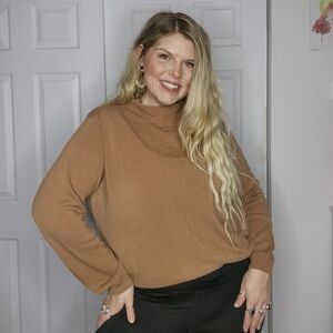 VINTAGE CAMEL TAN NEUTRAL SOFT COZY SWEATER KNIT SIZE XXL